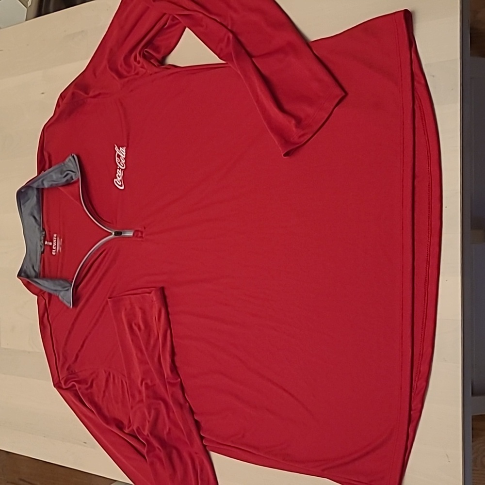 NWOT Elevate Coca-cola Embroidered Red Polyester Sporty Mock Neck Pull Over